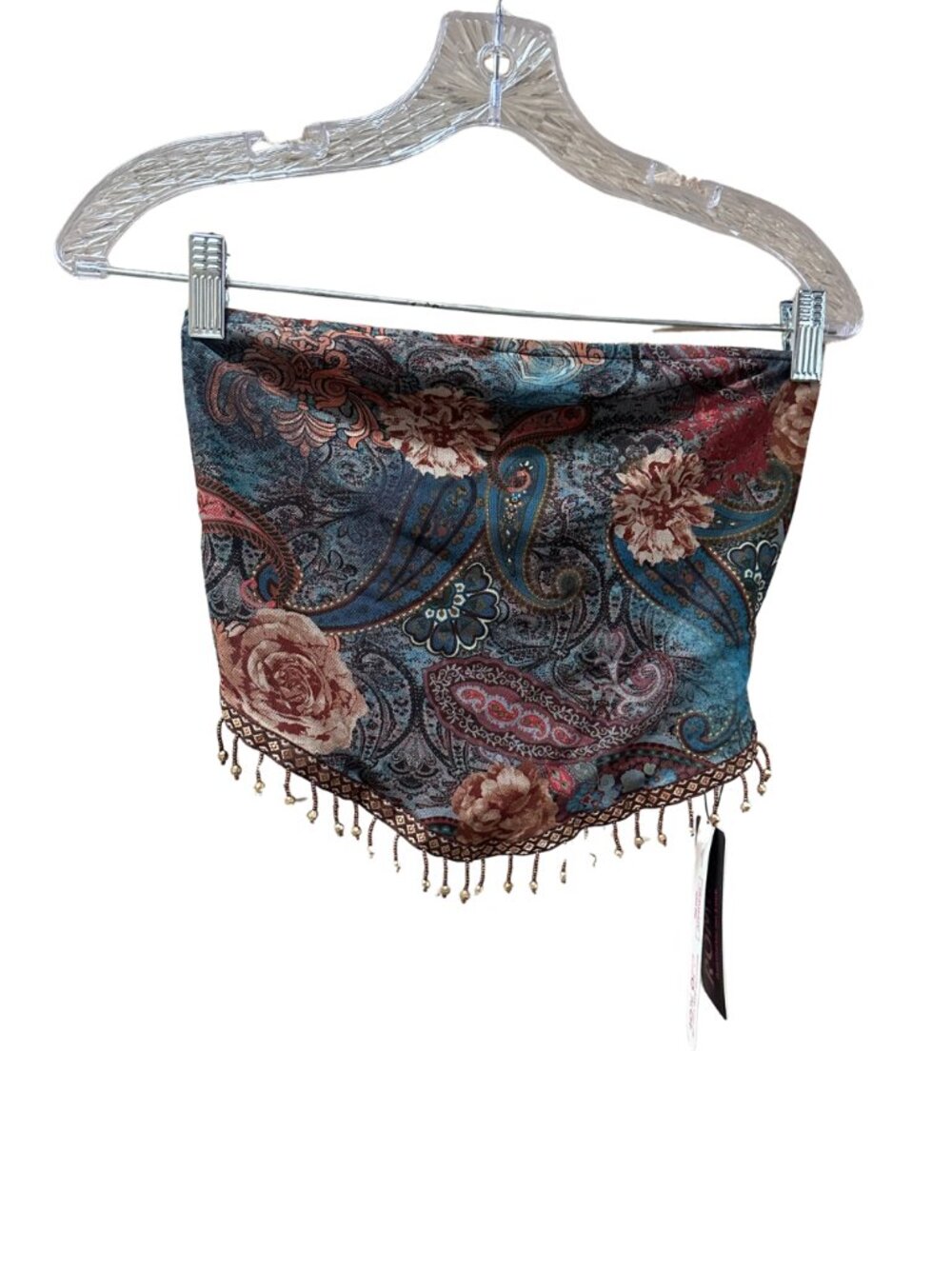 NEW Romwe Paisley Printed Sleeveless Fringe Swimsuit Coverup Top - Misses Small